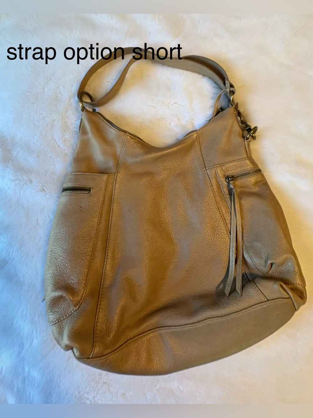 Very Cool Tan Leather Fossil Hobo Bag - Picture 5 of 11